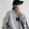 New Style Trends - Acubi Monochrome Varsity M Oversized Sweatshirt - Outfit Ideas