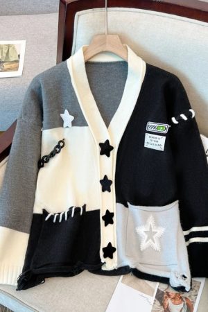 New Style Trends - Acubi Stellar Patchwork Cardigan - Outfit Ideas