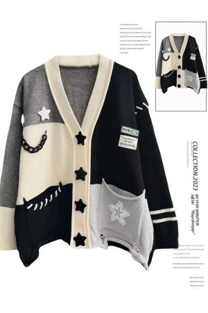 New Style Trends - Acubi Stellar Patchwork Cardigan - Outfit Ideas