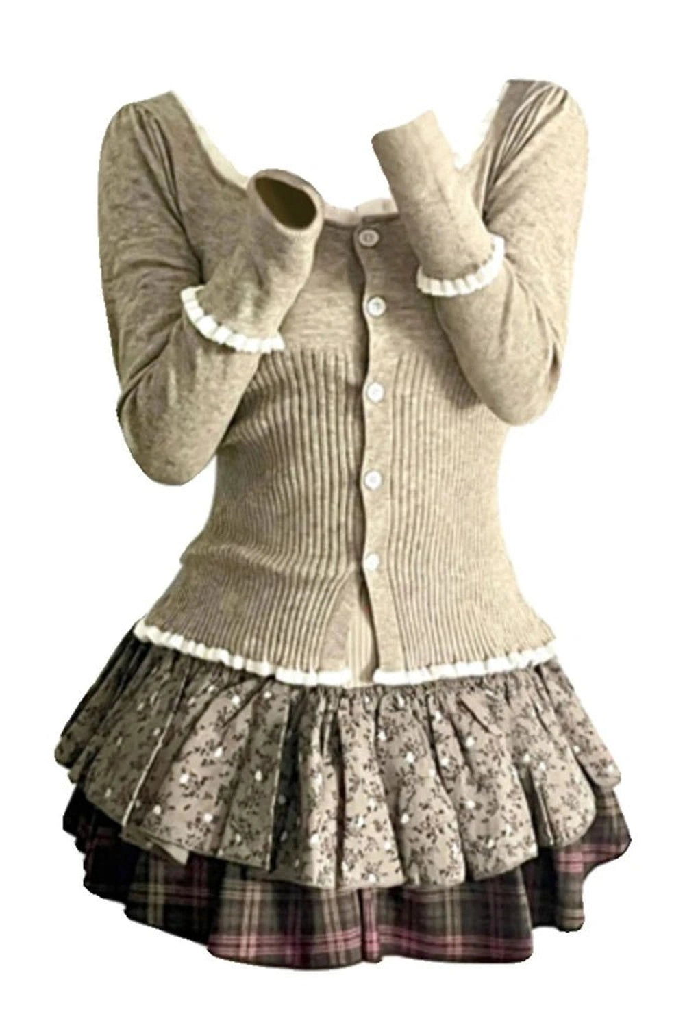 New Style Trends - Acubi Style Cardigan Sweater Outfit Set - Outfit Ideas