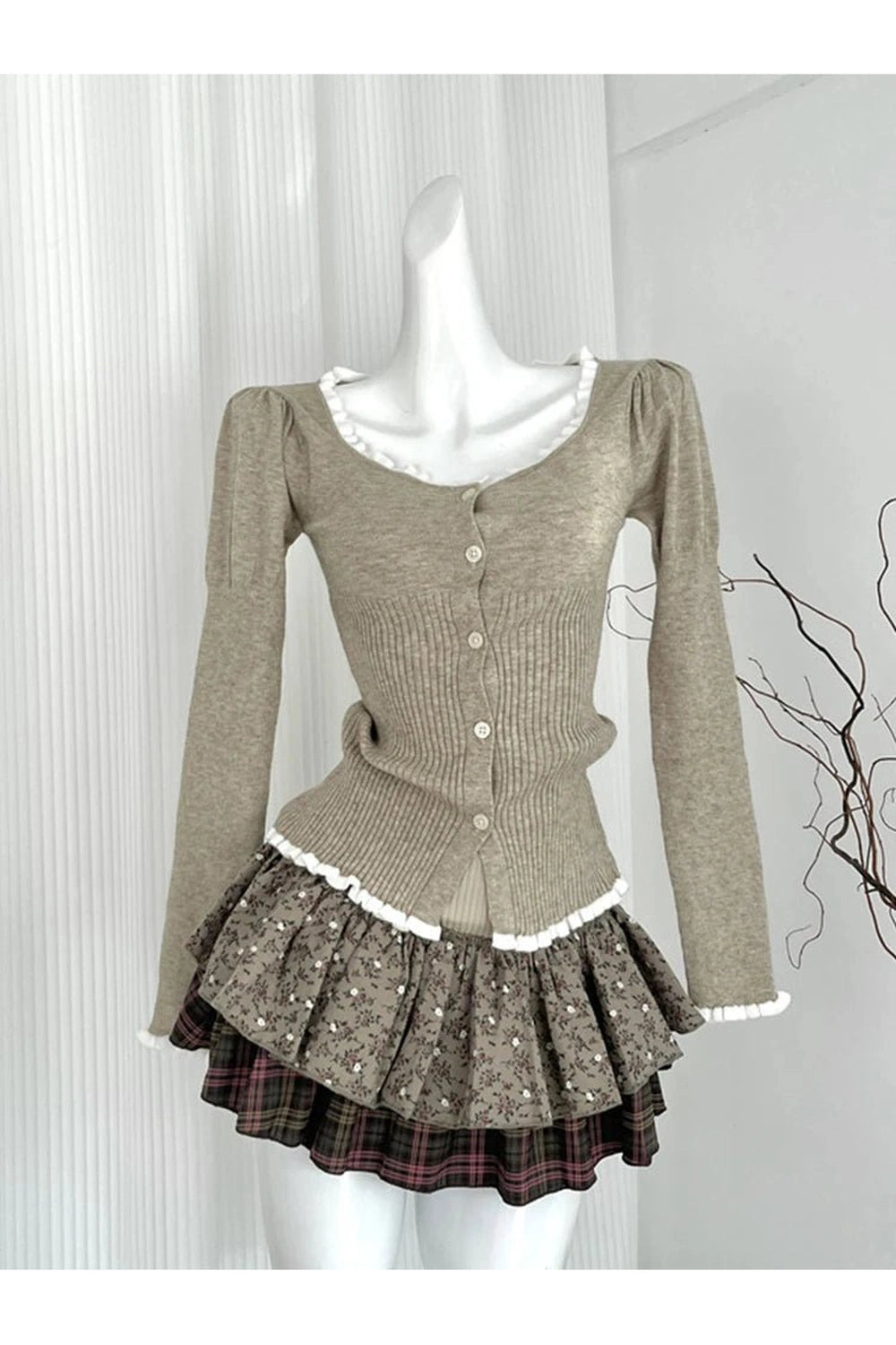 New Style Trends - Acubi Style Cardigan Sweater Outfit Set - Outfit Ideas