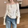 New Style Trends - Acubi Style Off-Shoulder Buttoned Knit Top - Outfit Ideas