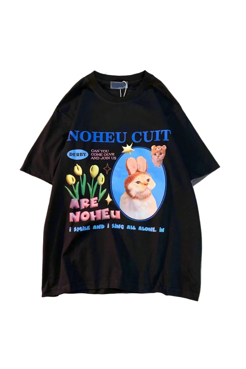 New Style Trends - Aesthetic Bunny Cat Graphic T-shirt - Outfit Ideas