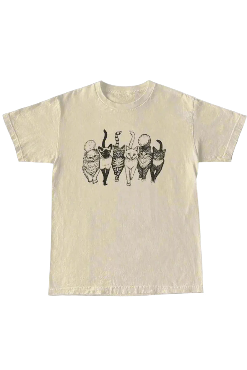 New Style Trends - Aesthetic Cat Gang Graphic  T-Shirt - Outfit Ideas
