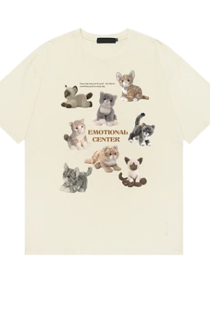 New Style Trends - Aesthetic Cat Save World Cartoon T-shirt - Outfit Ideas