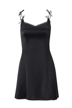 New Style Trends - Aesthetic Midnight Bow Slip Dress - Outfit Ideas