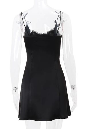 New Style Trends - Aesthetic Midnight Bow Slip Dress - Outfit Ideas