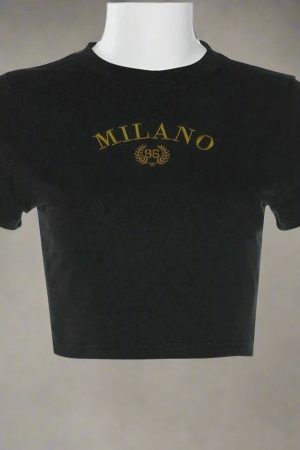 New Style Trends - Aesthetic Milano Crest Cropped Top - Outfit Ideas