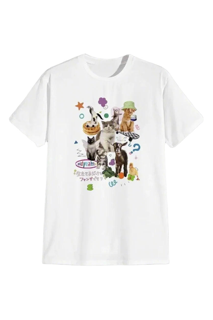 New Style Trends - Aesthetic Milk Cat Graphic T-shirt - Outfit Ideas New Style Trends - Aesthetic Milk Cat Graphic T-shirt - Outfit Ideas