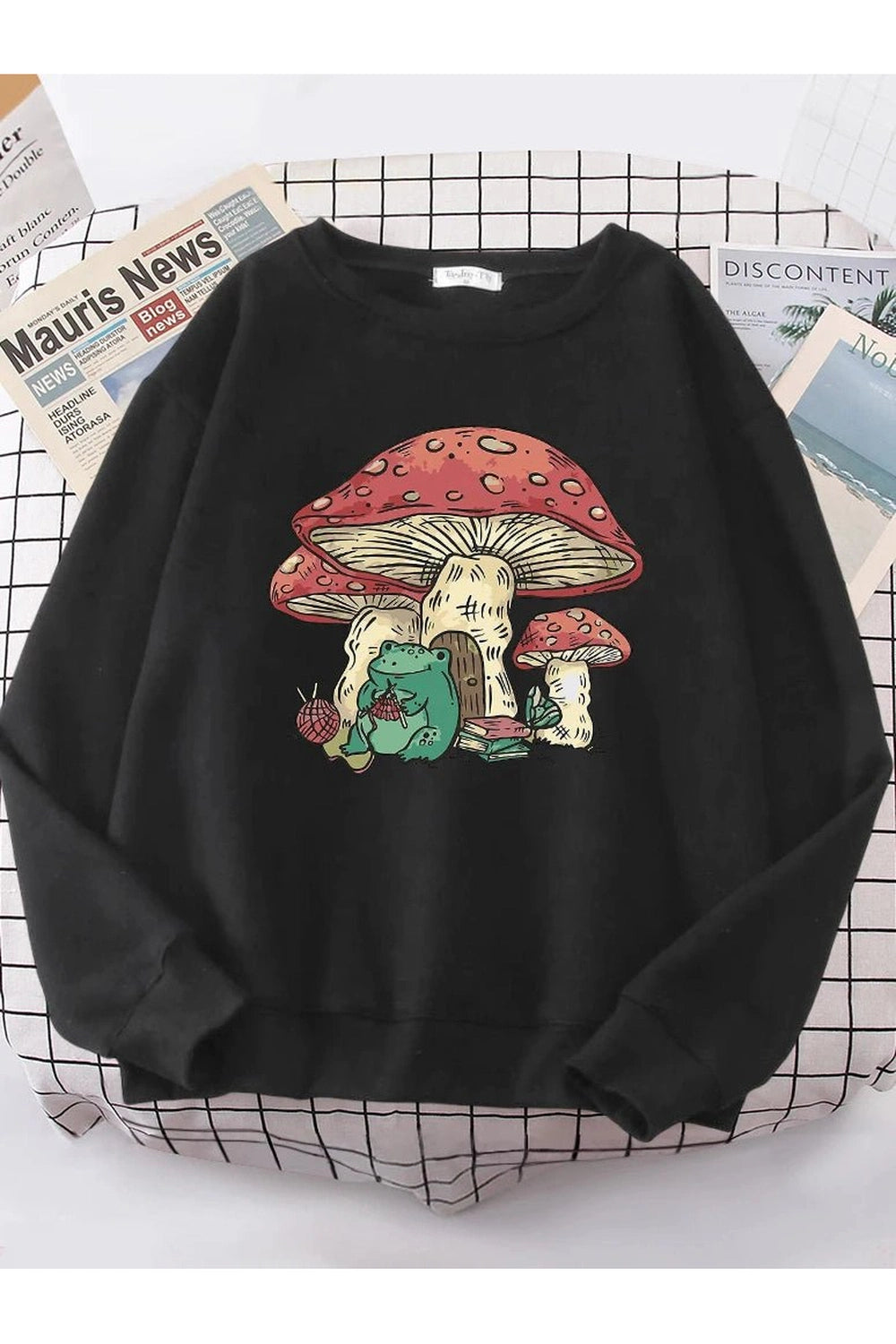 New Style Trends - Aesthetic Mushroom House Frog Oversize Sweatshirt - Outfit Ideas New Style Trends - Aesthetic Mushroom House Frog Oversize Sweatshirt - Outfit Ideas