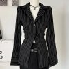 New Style Trends - Aesthetic Pinstripe Power Blazer and Skirt Outfit Set - Outfit Ideas