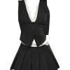 New Style Trends - Aesthetic Pinstripe Vest and Skirt Outfit Set - Outfit Ideas