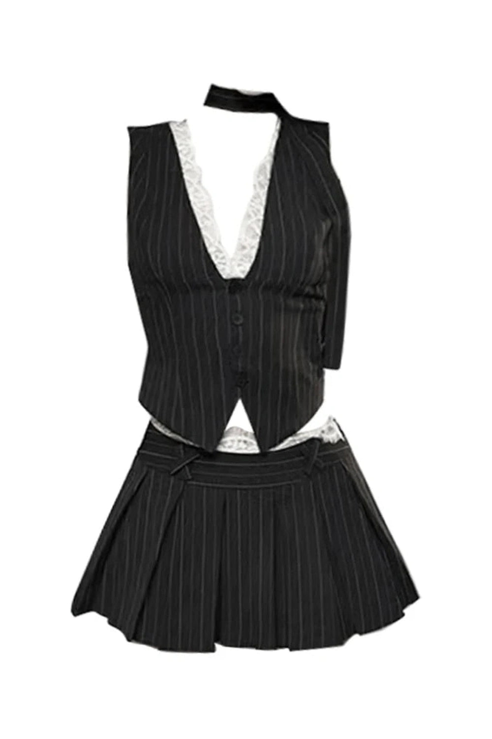 New Style Trends - Aesthetic Pinstripe Vest and Skirt Outfit Set - Outfit Ideas New Style Trends - Aesthetic Pinstripe Vest and Skirt Outfit Set - Outfit Ideas
