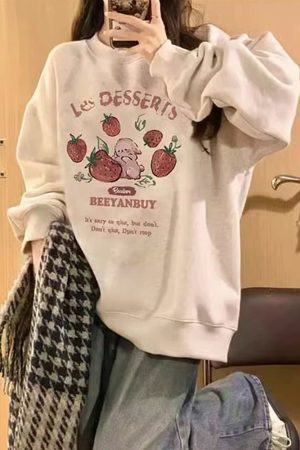 New Style Trends - Aesthetic Strawberry Bunny Chocolate Sweatshirt - Outfit Ideas