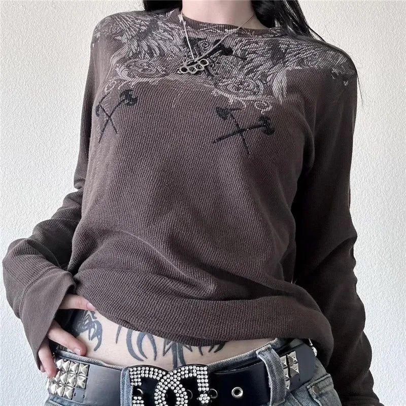 New Style Trends - Alt Angel Graphic Waffle Top - Outfit Ideas New Style Trends - Alt Angel Graphic Waffle Top - Outfit Ideas