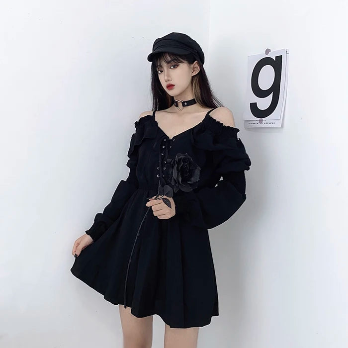 New Style Trends - Alt Black Long Sleeve Gothic Dress - Outfit Ideas New Style Trends - Alt Black Long Sleeve Gothic Dress - Outfit Ideas