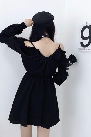 New Style Trends - Alt Black Long Sleeve Gothic Dress - Outfit Ideas