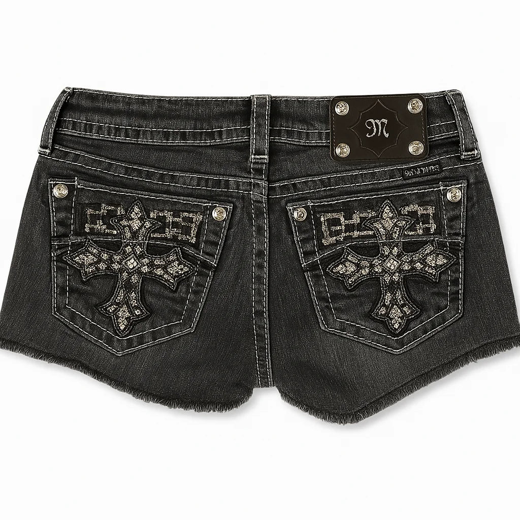 New Style Trends - Alt Crossfire Crystal Denim Shorts - Outfit Ideas