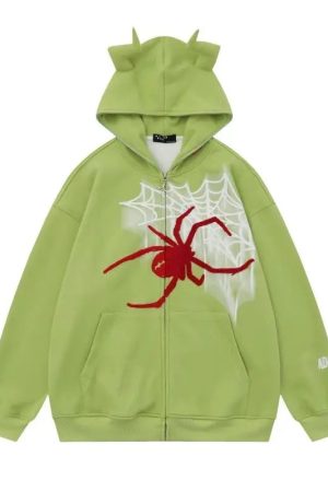 New Style Trends - Alt Edgy Devil Spider Zip Hoodie - Outfit Ideas