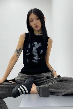 New Style Trends - Alt Edgy Ink Muscle Top - Outfit Ideas