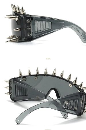 New Style Trends - Alt Edgy Spiked Chaos Shield Sunglasses - Outfit Ideas