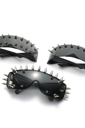 New Style Trends - Alt Edgy Spiked Chaos Shield Sunglasses - Outfit Ideas