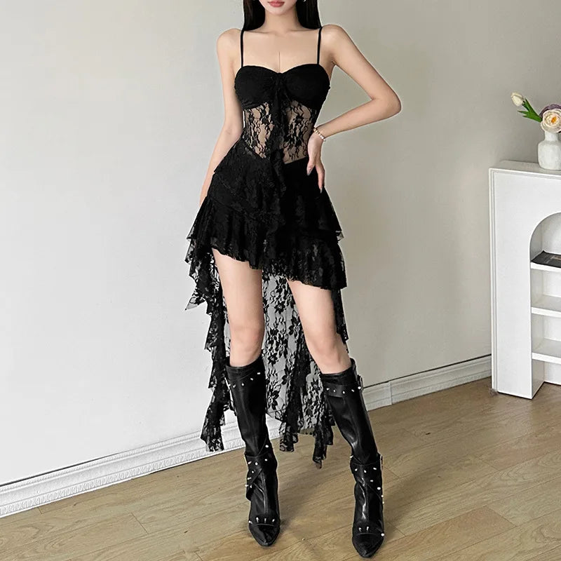New Style Trends - Alt Goth Lace High-Low Corset Dress - Outfit Ideas