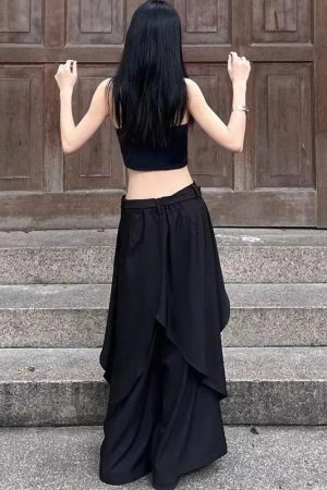 New Style Trends - Alt Goth Layered Wide-Leg Pants - Outfit Ideas