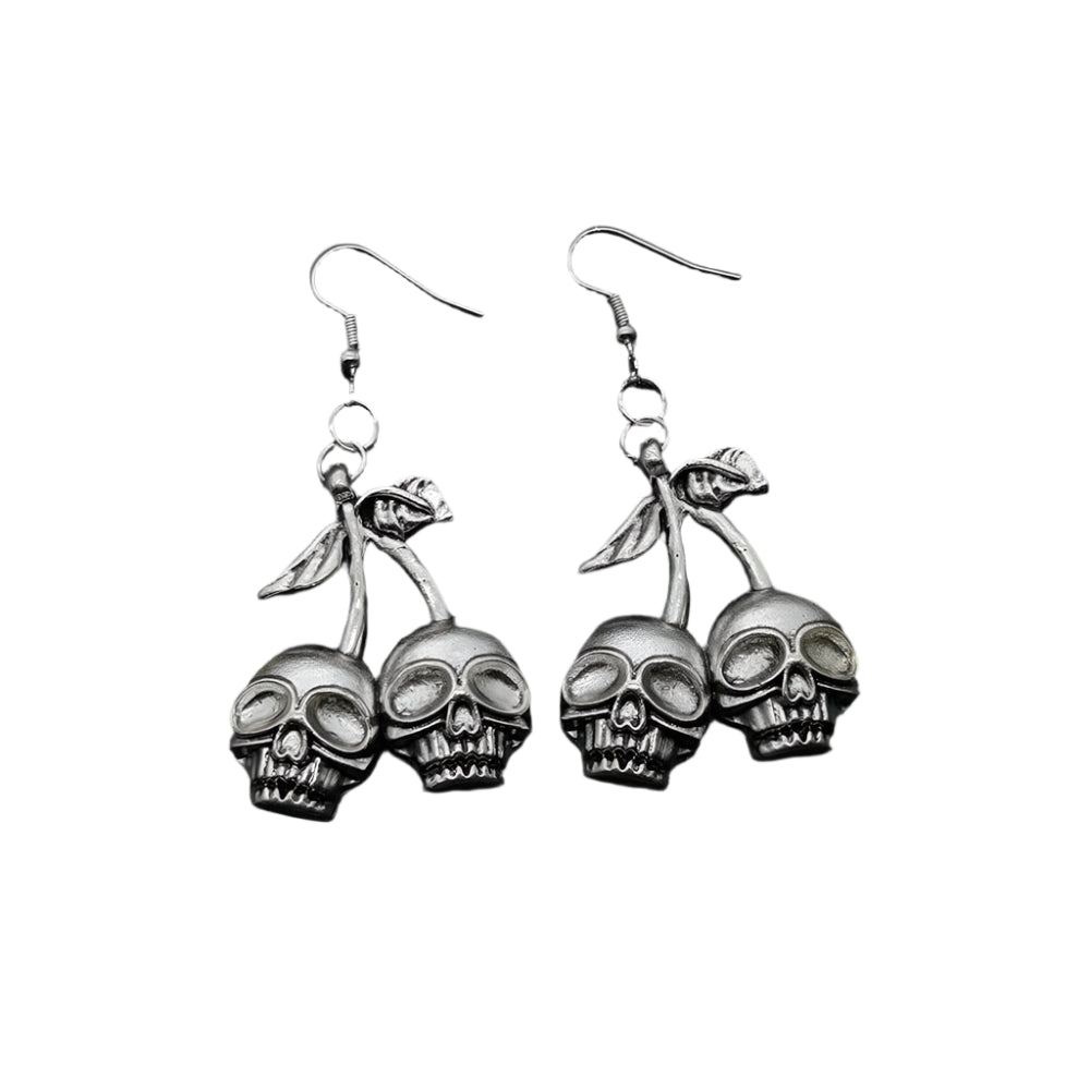 New Style Trends - Alt Goth Skull Cherry Drop Earrings - Outfit Ideas