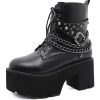 New Style Trends - Alt Gothic Black Rivets Ankle Boots - Outfit Ideas