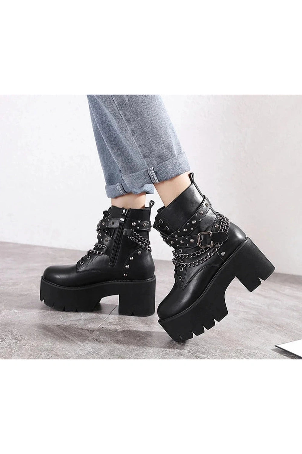 New Style Trends - Alt Gothic Black Rivets Ankle Boots - Outfit Ideas New Style Trends - Alt Gothic Black Rivets Ankle Boots - Outfit Ideas