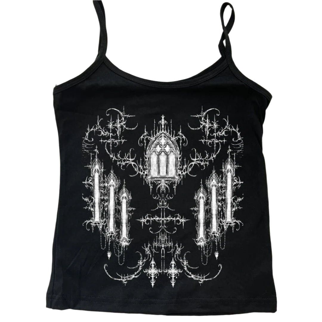New Style Trends - Alt Gothic Cathedral Spaghetti Top - Outfit Ideas