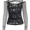 New Style Trends - Alt Gothic Mesh Hole Fishnet Blouse - Outfit Ideas