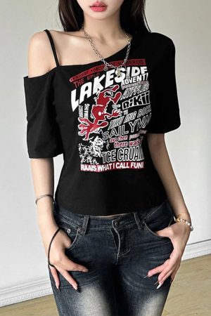 New Style Trends - Alt Lakeside Chaos Cold Shoulder T-Shirt - Outfit Ideas