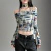 New Style Trends - Alt Mesh Printed Crop Top - Outfit Ideas