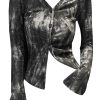 New Style Trends - Alt Metallic Asymmetrical Button-Up Blouse - Outfit Ideas