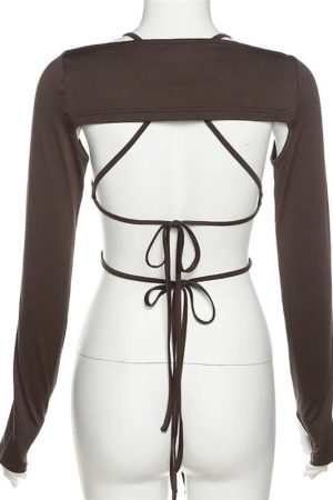 New Style Trends - Alt Mocha Ruched Tie-Up Top - Outfit Ideas