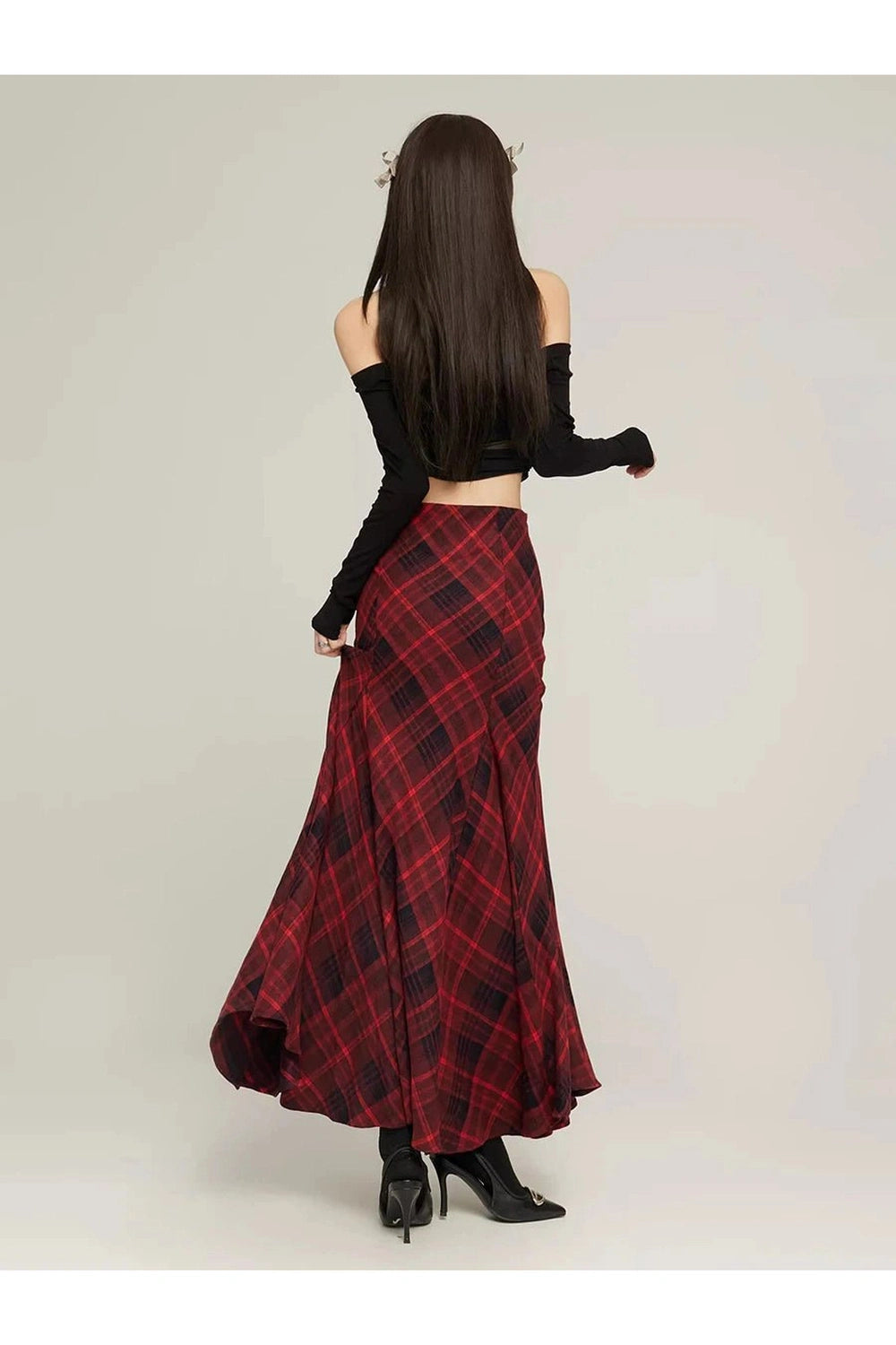 New Style Trends - Alt Retro Red Plaid Mermaid Maxi Skirt - Outfit Ideas New Style Trends - Alt Retro Red Plaid Mermaid Maxi Skirt - Outfit Ideas