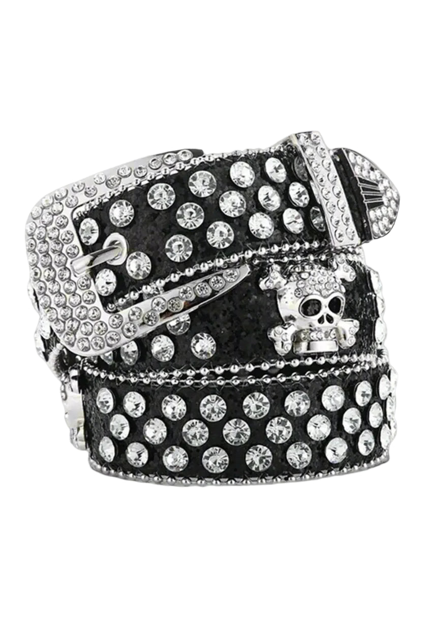 New Style Trends - Alt Rhinestone Skull Rivet  Belt - Outfit Ideas