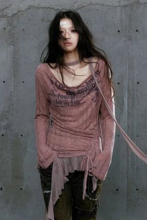 New Style Trends - Alt Rustic Dystopia Long Sleeve Top - Outfit Ideas