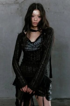 New Style Trends - Alt Rustic Dystopia Long Sleeve Top - Outfit Ideas