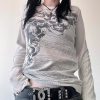New Style Trends - Alt Skeleton Print Long Sleeve Mesh Top - Outfit Ideas