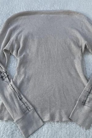 New Style Trends - Alt Skeleton Print Waffle Knit Top - Outfit Ideas