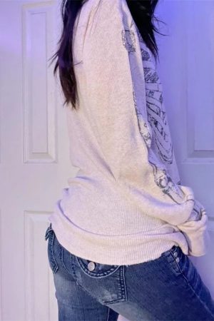 New Style Trends - Alt Skeleton Print Waffle Knit Top - Outfit Ideas