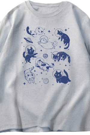 New Style Trends - Astronaut Kittens Aesthetic T-Shirt - Outfit Ideas