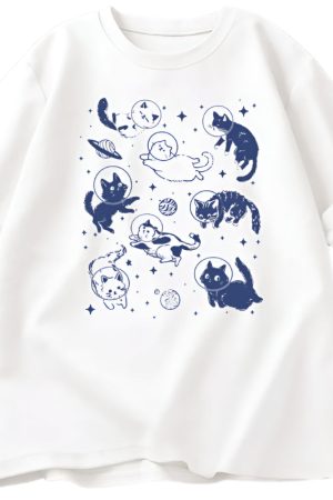 New Style Trends - Astronaut Kittens Aesthetic T-Shirt - Outfit Ideas