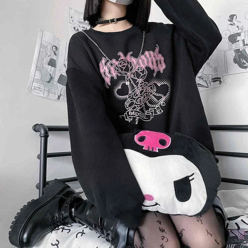 New Style Trends - Badgirl Graphic Oversized Pastel Goth Sweatshirt - Outfit Ideas New Style Trends - Badgirl Graphic Oversized Pastel Goth Sweatshirt - Outfit Ideas