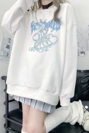 New Style Trends - Badgirl Graphic Oversized Pastel Goth Sweatshirt - Outfit Ideas