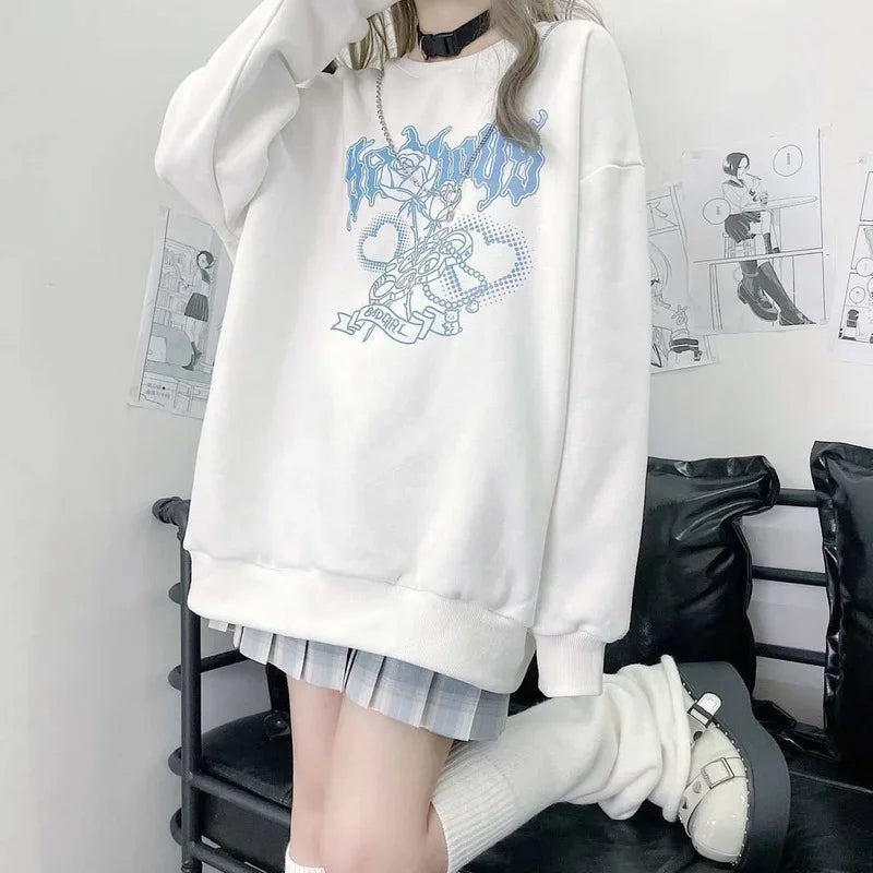 New Style Trends - Badgirl Graphic Oversized Pastel Goth Sweatshirt - Outfit Ideas New Style Trends - Badgirl Graphic Oversized Pastel Goth Sweatshirt - Outfit Ideas