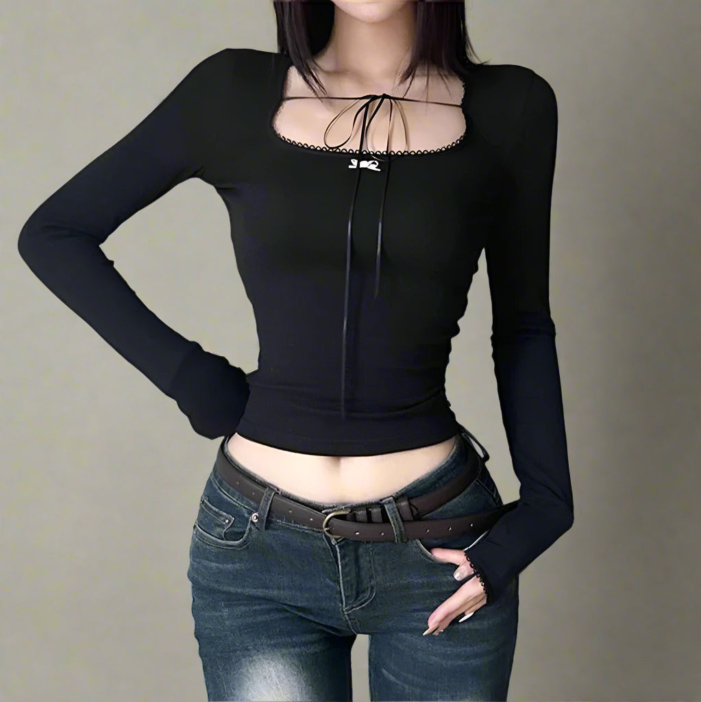 New Style Trends - Bandage Round Collar Crop Top - Outfit Ideas